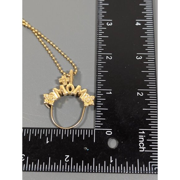 Vintage Avon #1 Mom Charm Holder Pendant Necklace Gold Tone 30 in - Picture 9 of 9